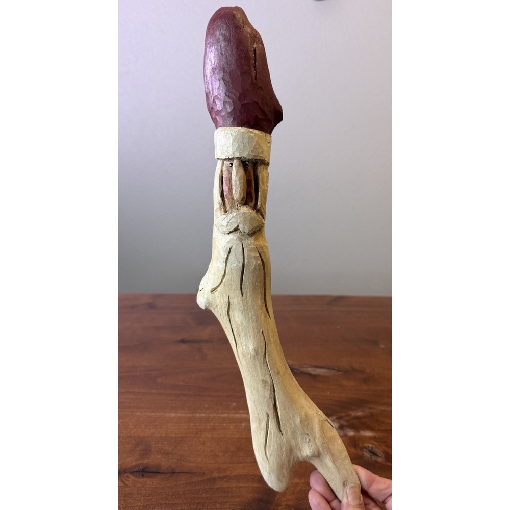 Original Hand Carved Wood Folk Art Driftwood Santa Claus Figurine Signed 16"